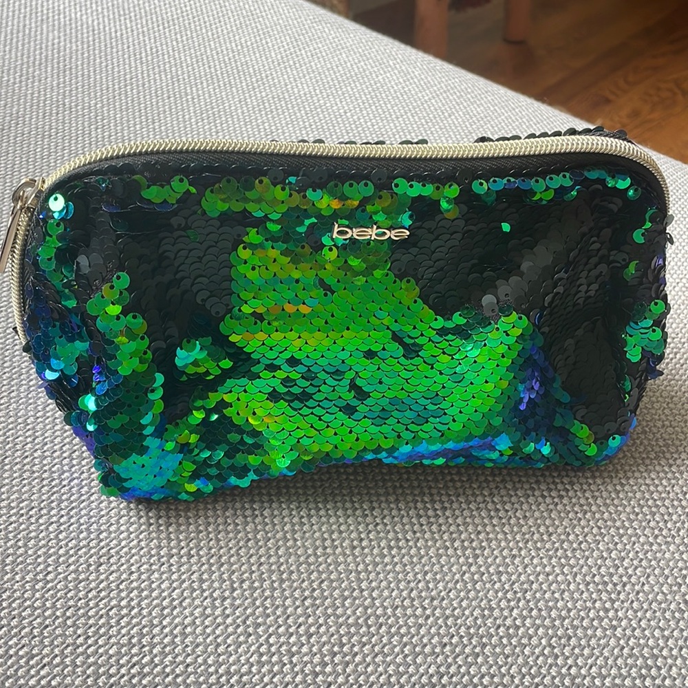 Bebe sequins makeup bag